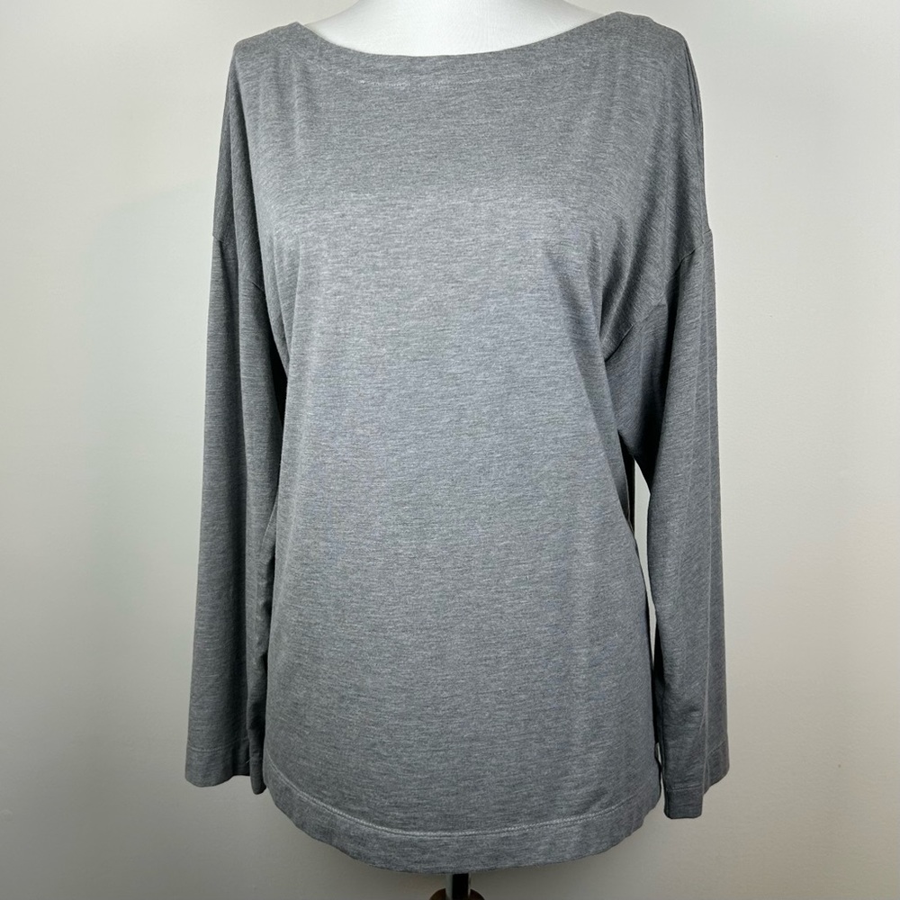 J. Jill Luxe Supima Forward Seam Long Sleeve Tee - Heather Gray